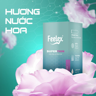 Bao cao su Hộp 30 chiếc Feelex Superthin siêu mỏng ôm sát nhiều gel hương dâu, hương nước hoa, hương vani