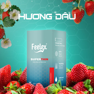 Bao cao su Hộp 30 chiếc Feelex Superthin siêu mỏng ôm sát nhiều gel hương dâu, hương nước hoa, hương vani
