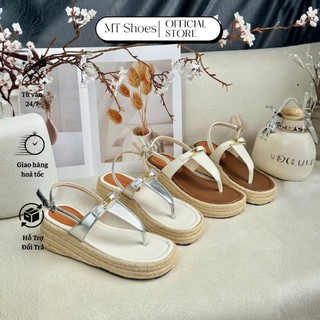  Giày Sandal Đế Cói Quai Xỏ Ngón Cao 5 Phân Phối Màu Thời Trang Form Đẹp Tôn Chân GQ008 