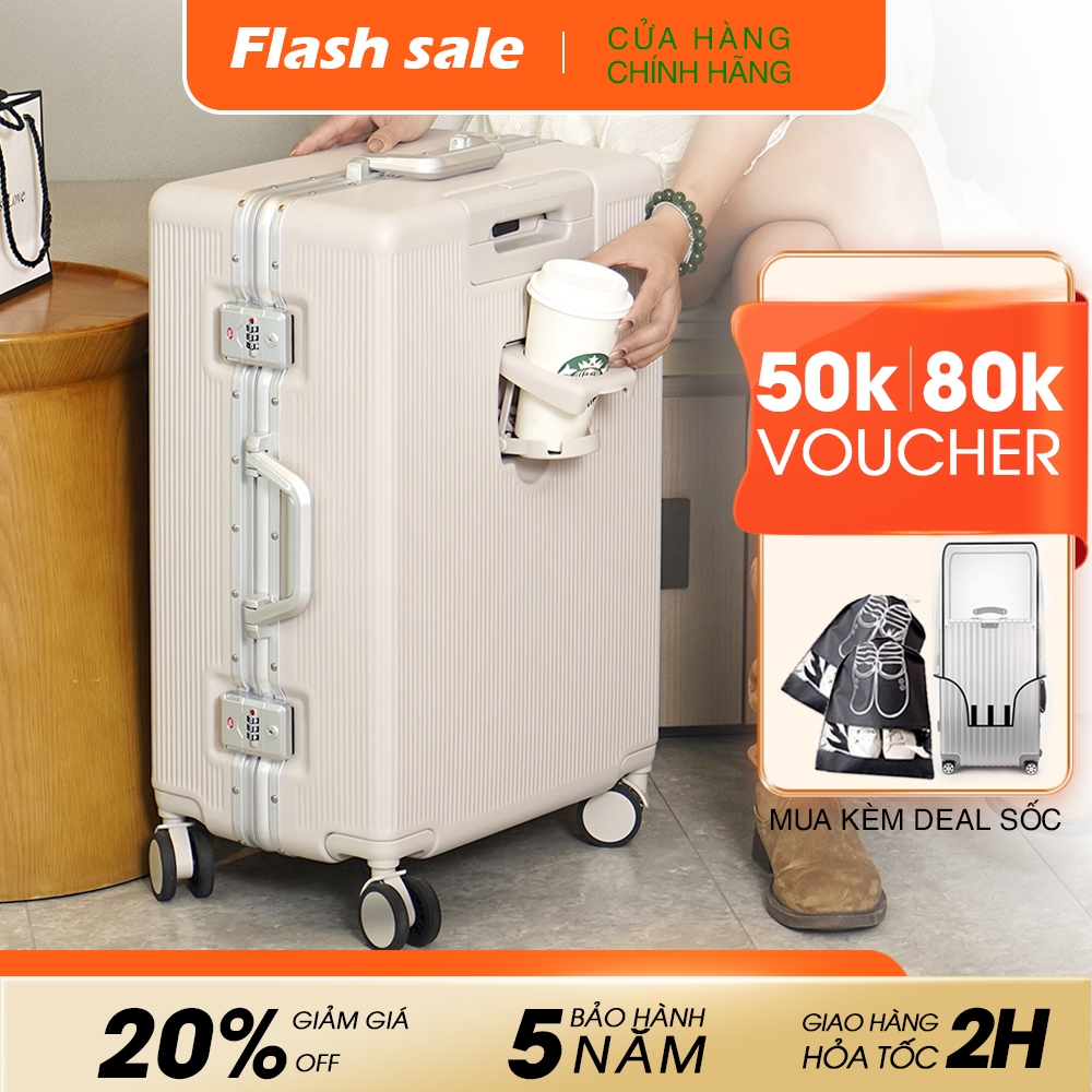 Vali Khung Nhôm Khóa Sập Size 20/24/28 Cao Cấp Bảo Hành 5 Năm 2512