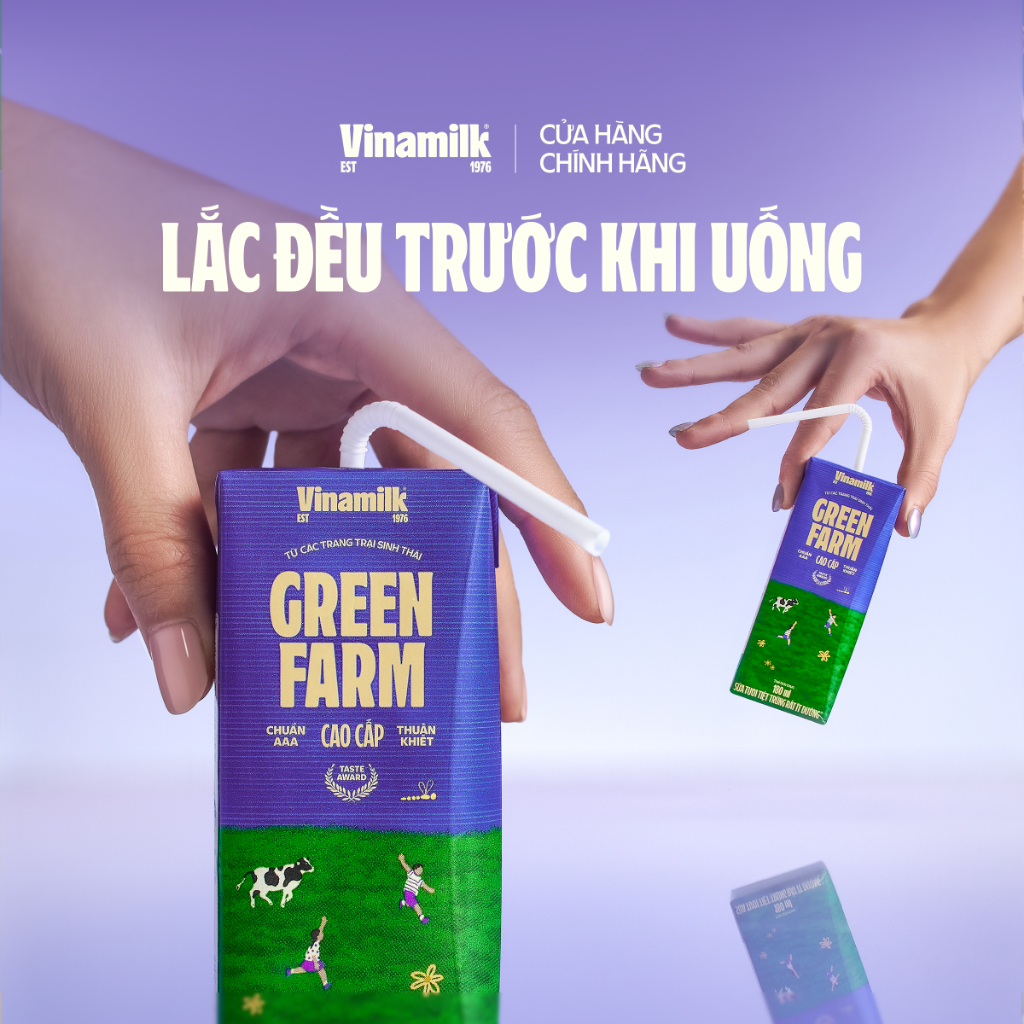 [AFF] Thùng 48 Hộp Sữa Tươi Tiệt Trùng Vinamilk Green Farm Rất ít đường  180ml | BigBuy360 - bigbuy360.vn