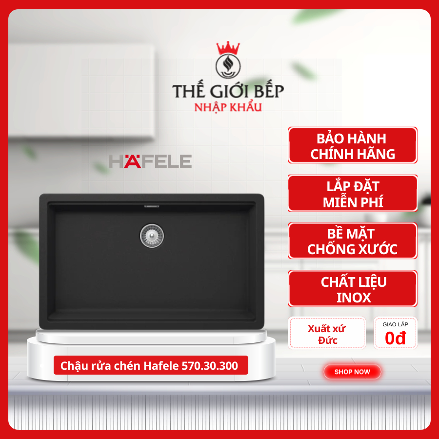 Chậu Rửa Đá HS20-GEN1S80 Hafele 570.30.300 - Sang Trọng, Bền Bỉ, Phù Hợp Mọi Bếp