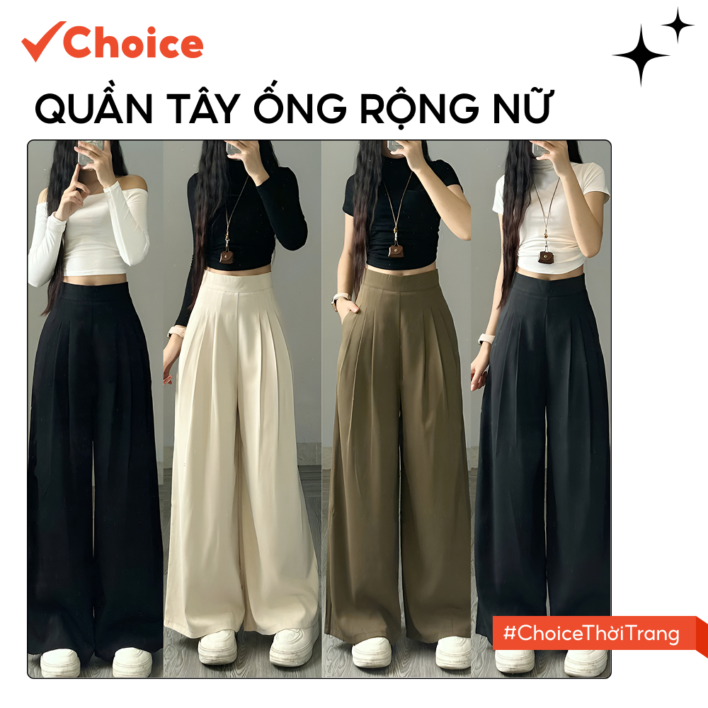 [Choice] [Premium] Quần Tây Ống Rộng Nữ Lưng Cao FA1-2711-1025 Công Sở, Siêu Dài