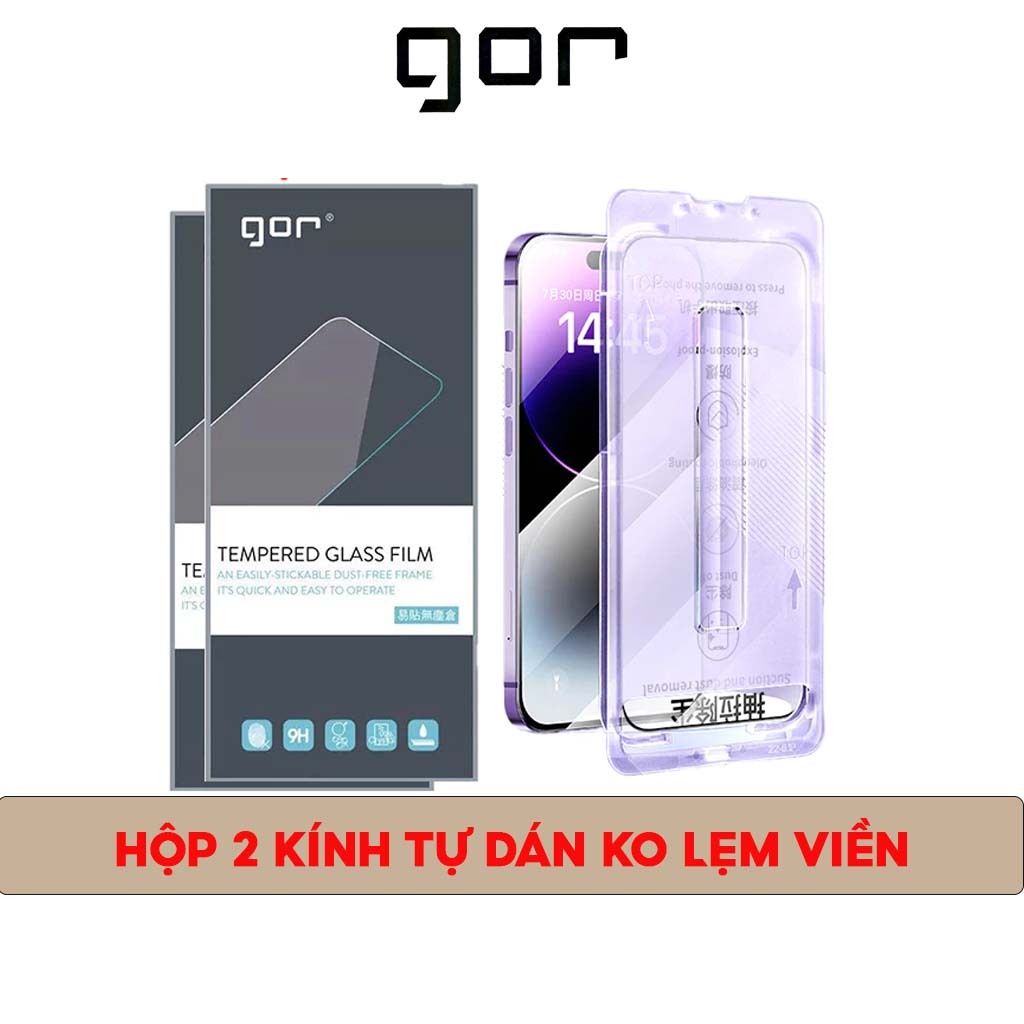 Kính Cường Lực Khung Tự Dán Full Màn Hình Chính Hãng GOR Cho Máy12-13-14 - >17Promax-FULL Box 2 Kính