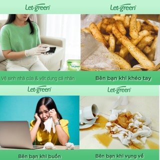 Combo Giấy Ăn Vệ Sinh Đa Năng Let Green Gói Lớn 700 Tờ 10x21cm Bột Giấy Nguyên Thủy Dai Mềm, Tan Trong Nước