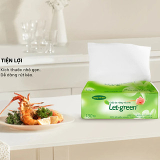 Combo Giấy Ăn Vệ Sinh Đa Năng Let Green Gói Lớn 700 Tờ 10x21cm Bột Giấy Nguyên Thủy Dai Mềm, Tan Trong Nước