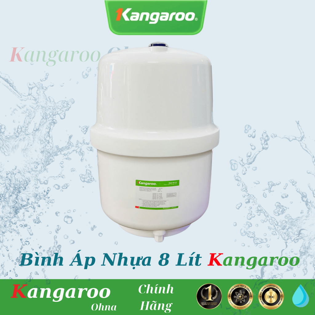 Bình chứa nước 8L 3.5G Kangaroo KG10A12, KG10A13, KG10A4, KG100HK - Tặng kèm van bình áp chống nổ