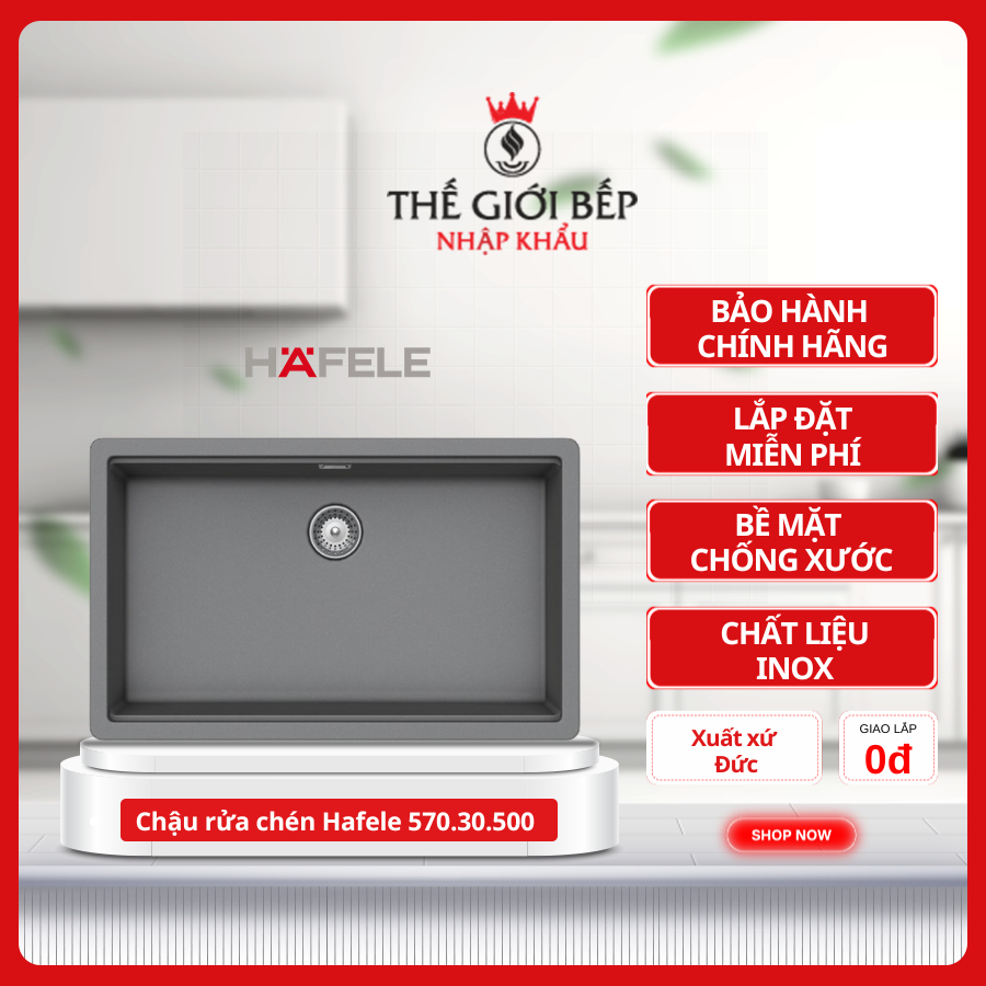 Chậu rửa bát Hafele HS20-GEN1S80 Xám 570.30.500 - Chất Liệu Granite Cao Cấp, Bền Màu