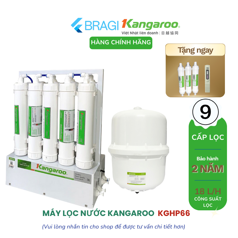 Máy Lọc Nước Kangaroo KGHP66, 9 Cấp Lọc Hydrogen - Công Suất 18Lit/h - Bảo Hành 2 Năm