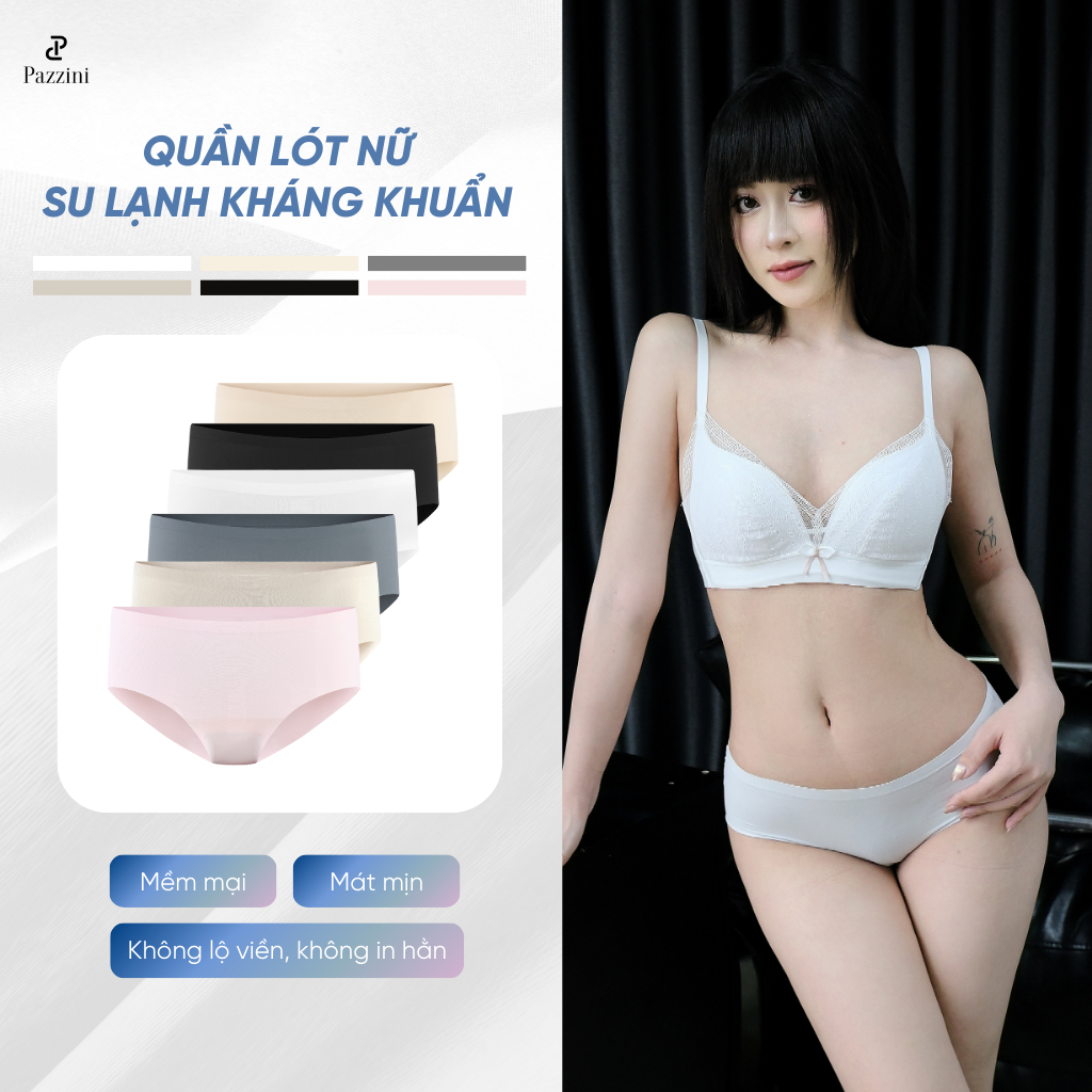 Combo 5 quần lót nữ kháng khuẩn Pazzini chất su lạnh, cạp thường không đường may không lộ viền co gi