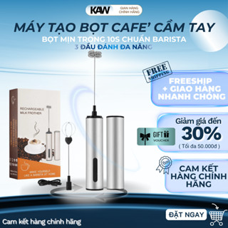 Máy Tạo Bọt Sữa Cầm Tay THAMES - Sạc USB, 3 Đầu Inox Đa Năng Đánh Bọt Latte Cappuccino Siêu Mịn Chuẩn Barista