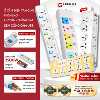  Ổ Cắm Điện Đa Năng Chịu Tải Công Suất 2500W Ổ Điện Có Cổng USB Dây Dài 4M Chống Giật 