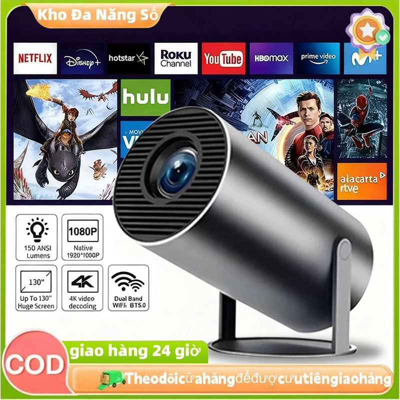 【NEW 2026】Máy chiếu HY300 Full HD projector 4K WiFi6 Bluetooth5.0 Android13.0