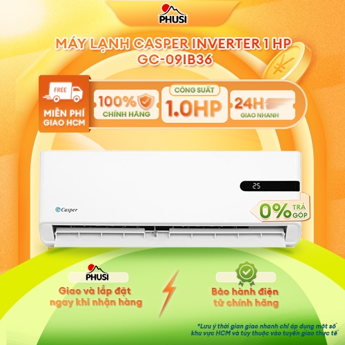 GC-09IB36 [GIAO MIỄN PHÍ HCM] Máy Lạnh Casper Inverter 1 HP - CHÍNH HÃNG, BH 3 NĂM