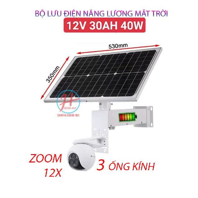 Camera năng lượng mặt trời Ezviz WIFI EZVIZ H80F Multi 2K+, Ba ống kính zoom 12x, Nhận diện người/xe