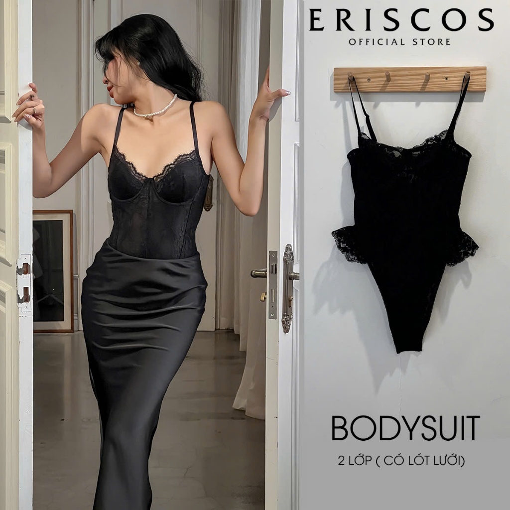 Zoe - Bodysuit 2 lớp thanh lịch dáng quả chéo ôm quả tạo khe tốt mix chân bèo quyến rũ Eriscos