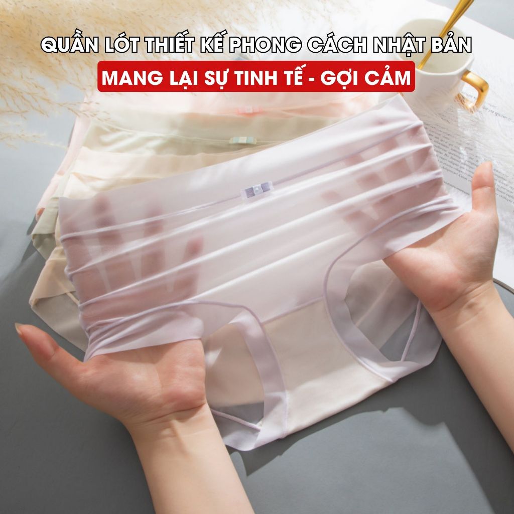 Quần lót nữ cao cấp siêu mỏng nhẹ, Quần lót su lụa cạp vừa viền lụa mỏng tránh lộ SAVILL L896