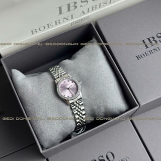 Đồng Hồ Nữ Dây Thép Viền Đá Mặt Tròn, Đồng Hồ Chính Hãng IBSO I38 Size 24mm Fullbox Chống Nước Tốt Bao Hành 12 Tháng