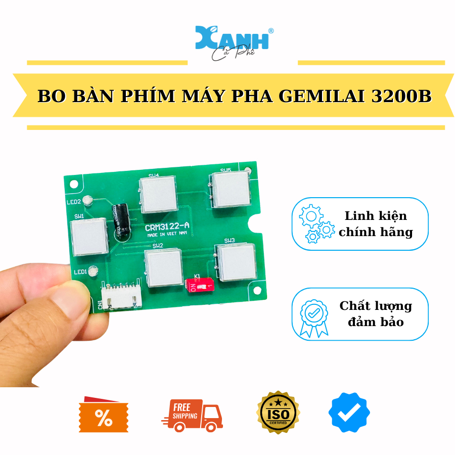 Bo bàn phím máy pha Gemilai 3200B - Xanh cà phê