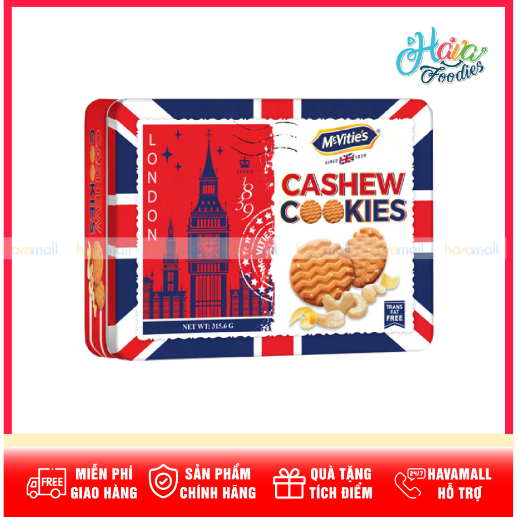 Bánh Quy Hạt Điều Giòn Di Sản London McVitie’s Hộp 315.6g – Cashew Cookies