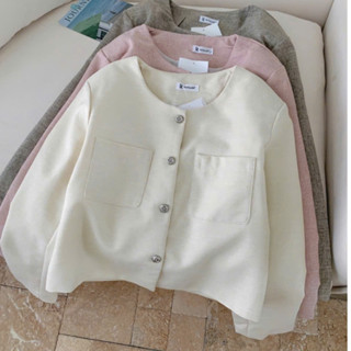  Áo Khoác Cardigan Nữ Croptop Chất Dạ Tweed Kẻ Caro Cổ Tròn Dáng Ngắn phối viền Áo Dạ Tweet Khoác Ngoài Dáng hai lớp 