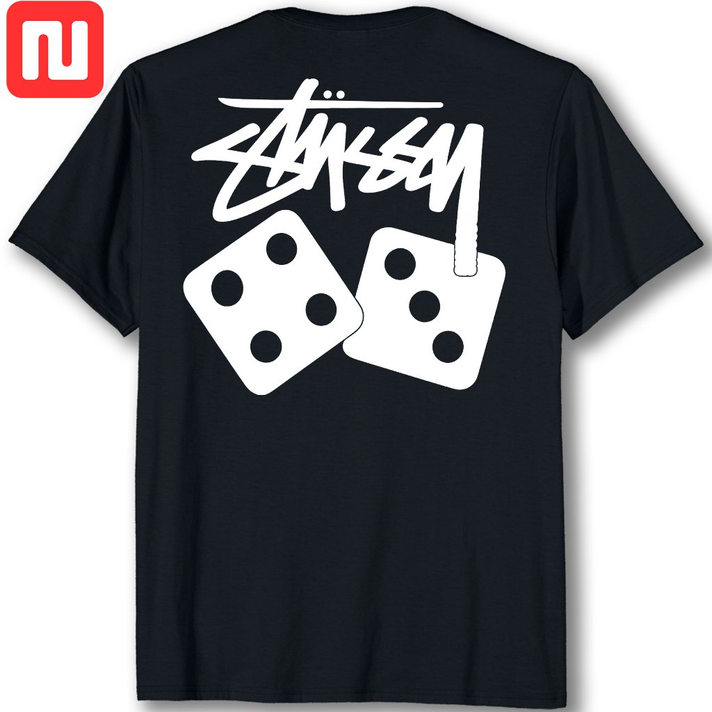 Áo thun Stussy xúc xắc đen trắng phong cách streetwear form rộng unisex nam nữ cá tính NS042