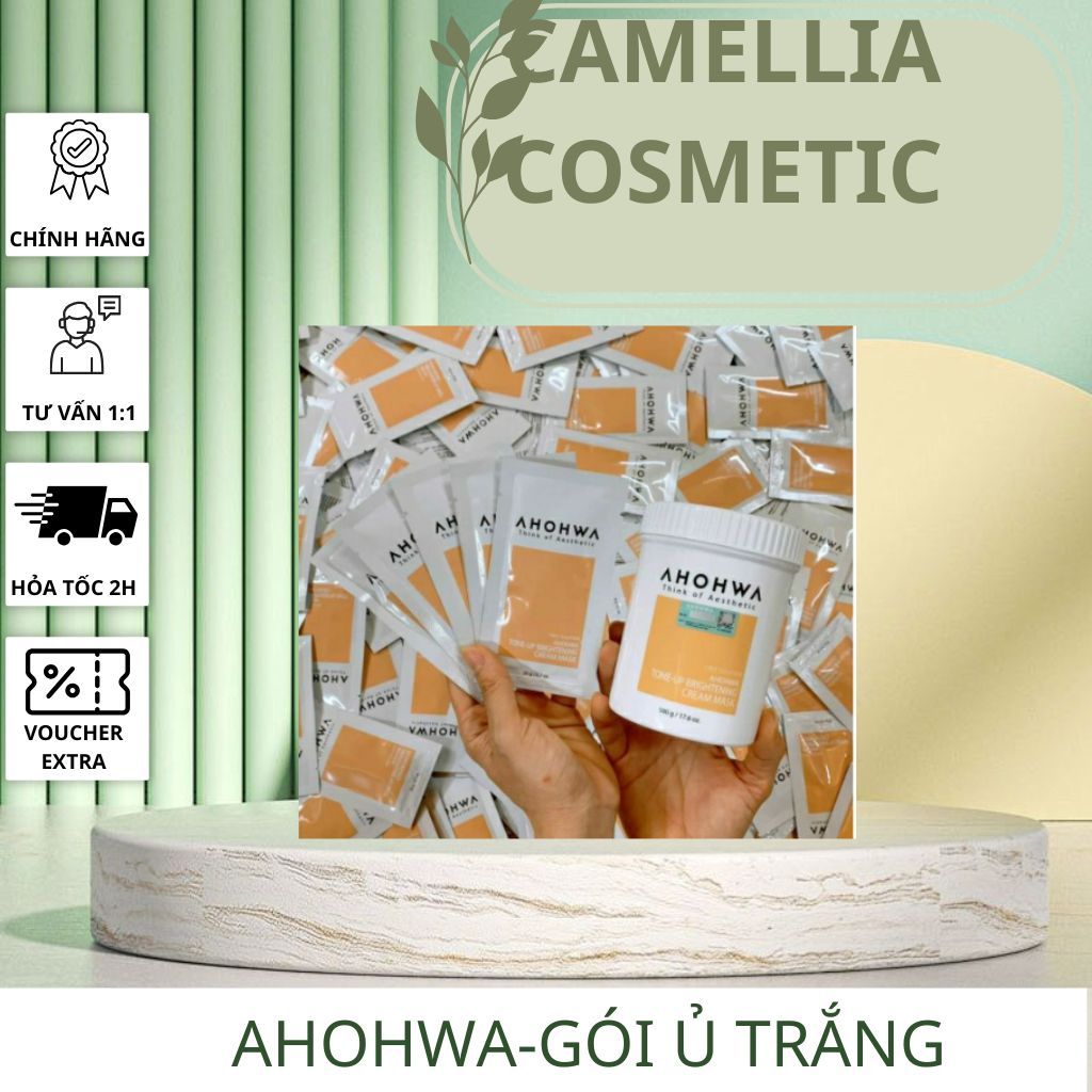 Gói mặt Nạ Ủ Trắng Dạng Kem AHOHWA Tone-Up Brightening Cream Mask