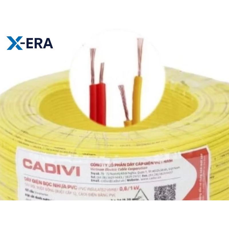 Dây cáp đôi Cadivi VCmD 2x1 (2x32x0.2) ) -0,6/1 KV – cuộn 100m – Cu/PVC 2x1-0,6/1 KV