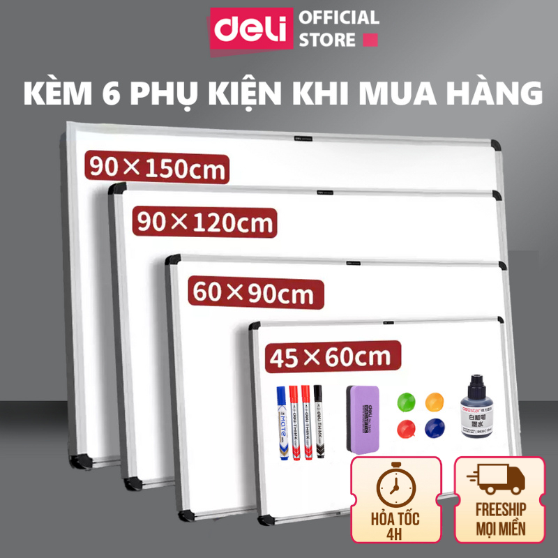 [DELI VPP] Bảng Từ Trắng Treo Viết Bút Lông Deli Bảng Mica Nam Châm Kèm Khay Đựng Học Sinh Văn Phòng