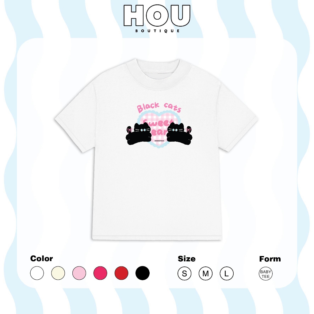 [Hàng Mới] Áo Thun Nữ Babytee Dáng Vừa, Thun Cotton 2 Chiều, Cổ Tròn HOU boutique Mẫu MY CAT ( AT 93