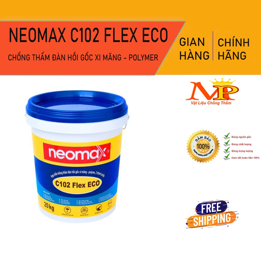 Neomax C102 Flex Eco - Chống thấm 2 thành phần tạo màng đàn hồi gốc polymer xi măng cho mái, ban côn