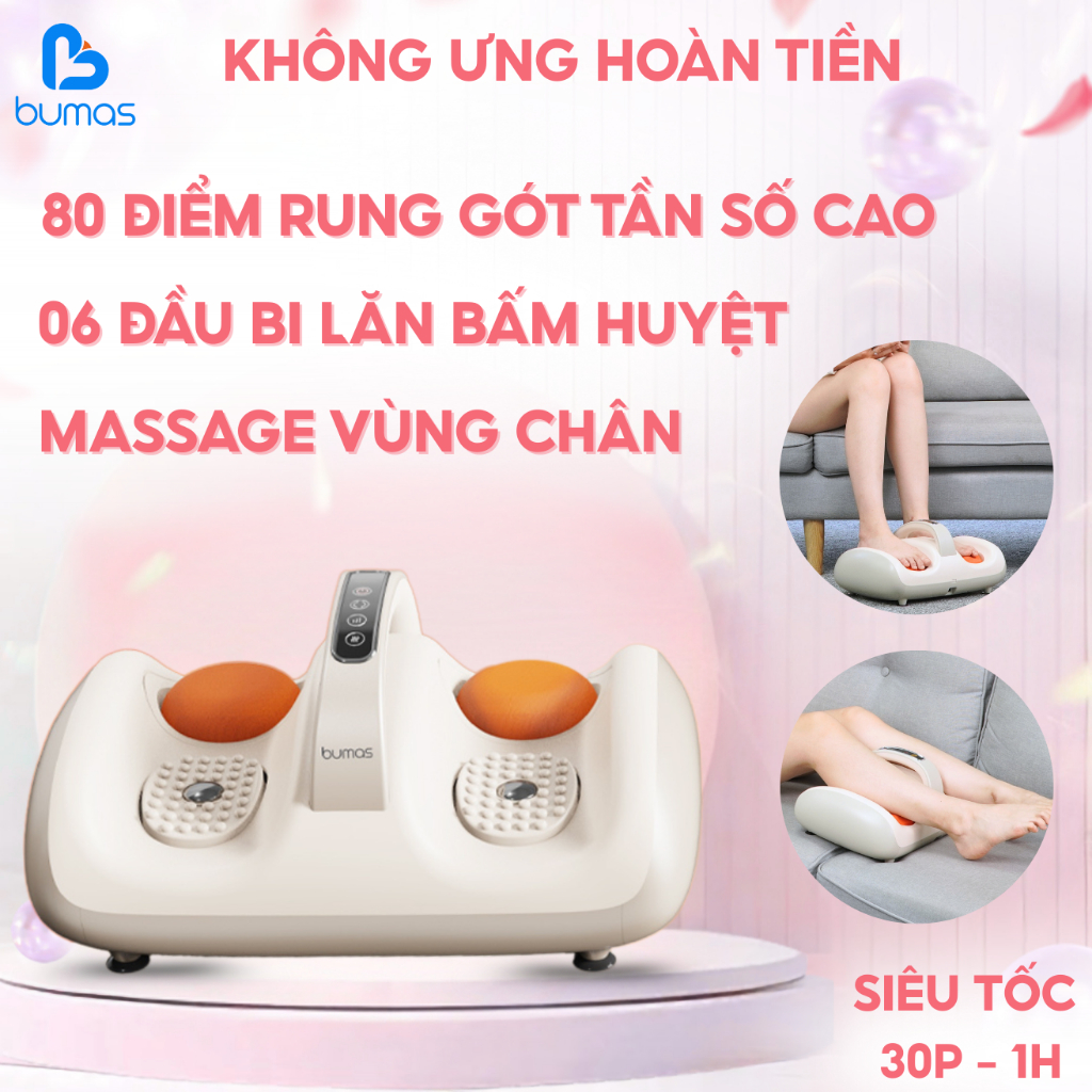 Máy Massage Bàn Chân BUMAS M15 - Massage Chân Rung Đa Điểm Kết Hợp Chườm Ấm Thư Giãn Sâu