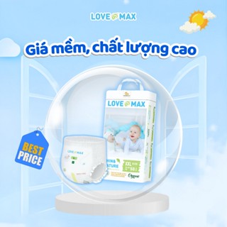   Không Quà  Combo 2 bịch bỉm tã LOVE MAX bông tự nhiên bỉm organic an toàn cho bé size newborn - 5XL 