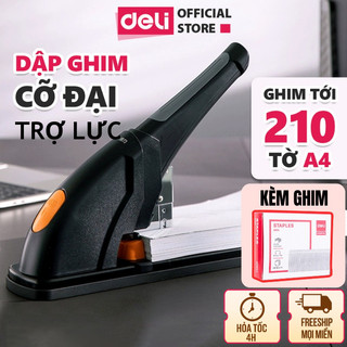   TẶNG GHIM  Dập ghim cỡ đại Deli bàn dập ghim cỡ lớn 210 trang máy bấm ghim tiện lợi ghim nhiều trang 