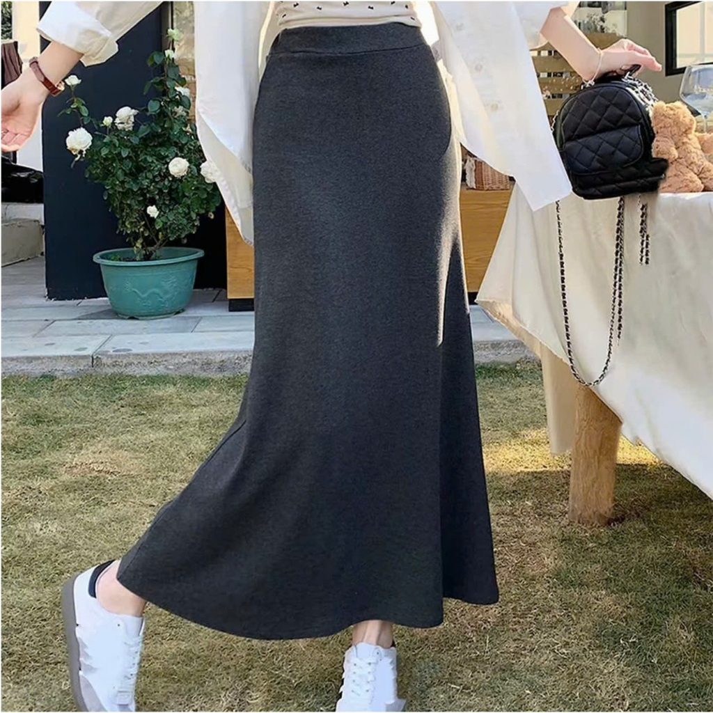 Chân váy midi dáng dài, đuôi cá chất Nhung tăm lông thỏ, Chân váy len thun dài co giãn công sở | BigBuy360 - bigbuy360.vn