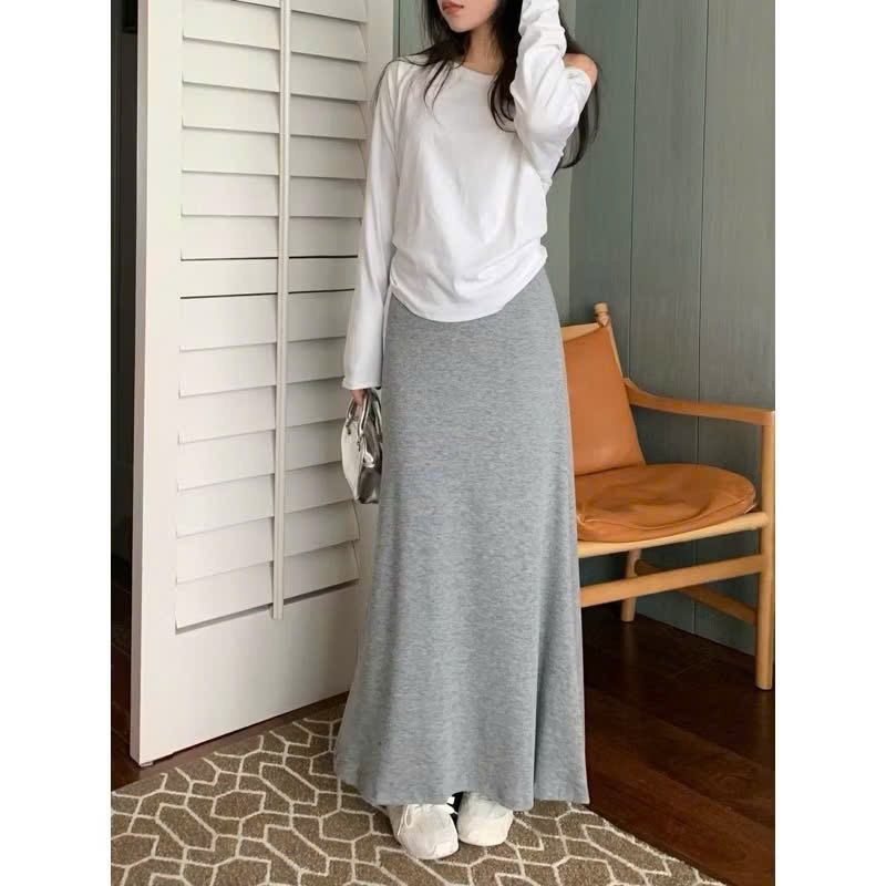 Chân váy midi dáng dài, đuôi cá chất Nhung tăm lông thỏ, Chân váy len thun dài co giãn công sở | BigBuy360 - bigbuy360.vn