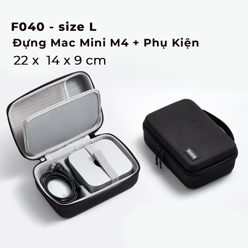 Hộp đựng mac mini M4 phom cứng chống sốc, túi đựng chống sốc mac mini m4 pro Baona, hộp đựng phụ kiệ