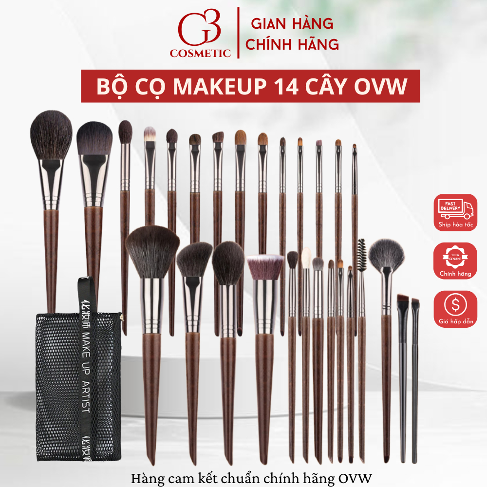  【OVW Bộ cọ trang điểm 14 cây OVW lông tự nhiên mềm mại bộ cọ makeup cá nhân chuyên nghiệp 