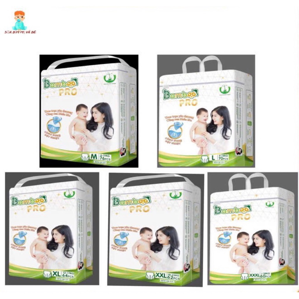 Bỉm quần/Tã bỉm Bamboo Pro M76/L70/XL64/XXL62/XXXL60