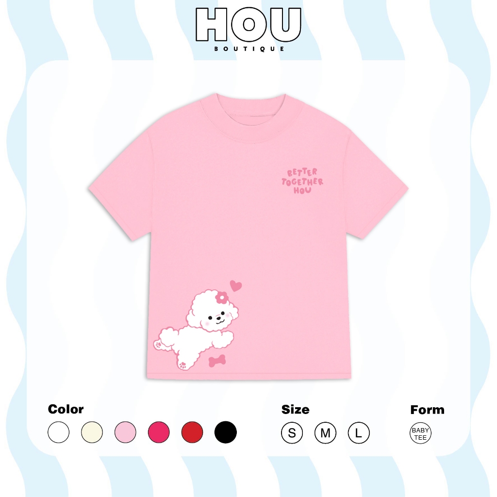 [Hàng Mới] Áo Thun Nữ Babytee Dáng Vừa, Thun Cotton 2 Chiều, Cổ Tròn HOU boutique Mẫu MY DOG ( AT 89