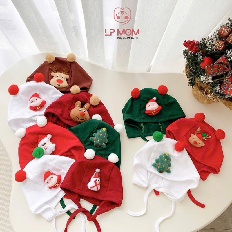 [BST Noel] Mũ Bông Buộc Dây Và Yếm Tròn Cổ Giáng Sinh Cho Bé, Phụ Kiện Noel Dễ Thương BABICO