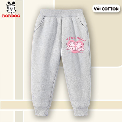 Quần dài cho bé gái BOBDOG chất nỉ da cá dáng thể thao in hình gấu cute cho bé