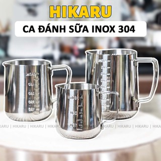 Ca Đánh Sữa Inox 304 HIKARU Có Chia Vạch Nhiều Dung Tích 2 Mặt Có Quai Cầm Cao Cấp DT250900601