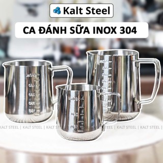 Ca Đánh Sữa Inox 304 KALT STEEL Có Chia Vạch Nhiều Dung Tích 2 Mặt Có Quai Cầm Cao Cấp DT250900601