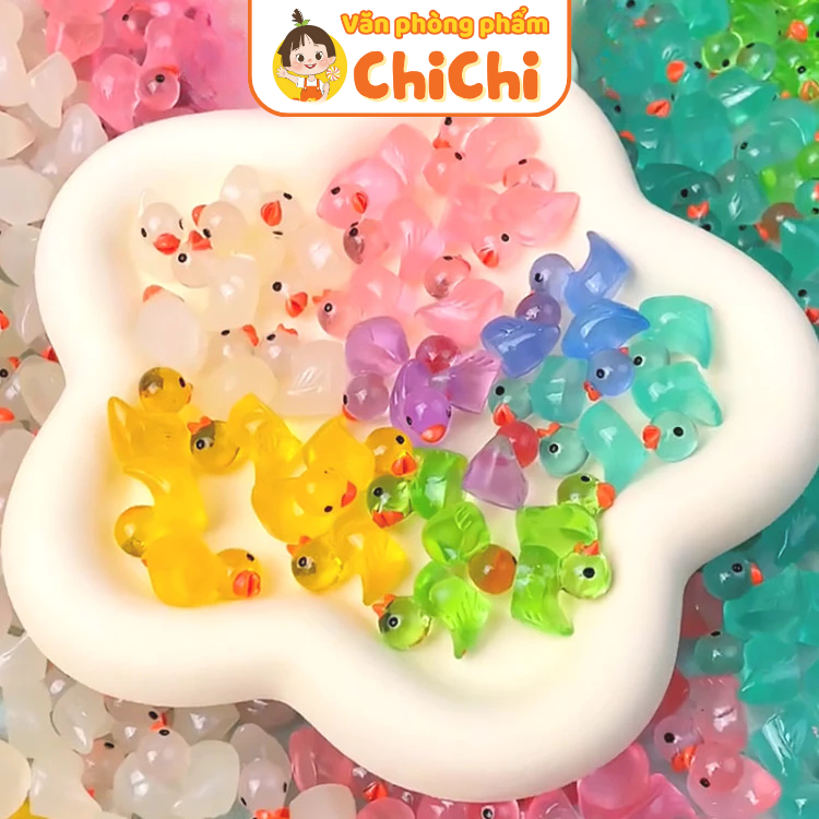 Combo 10 charm vịt mini phát sáng 🐤 charm vịt phát sáng dễ thương charm vịt dạ quang trang trí tiểu 