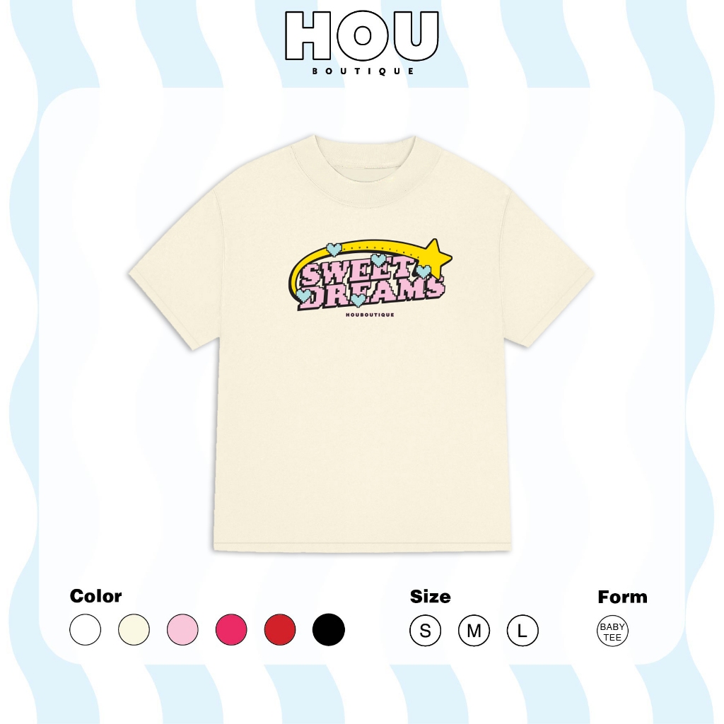[Hàng Mới] Áo Thun Nữ Babytee Dáng Vừa, Thun Cotton 2 Chiều, Cổ Tròn HOU boutique Mẫu SWEET DREAM ( 
