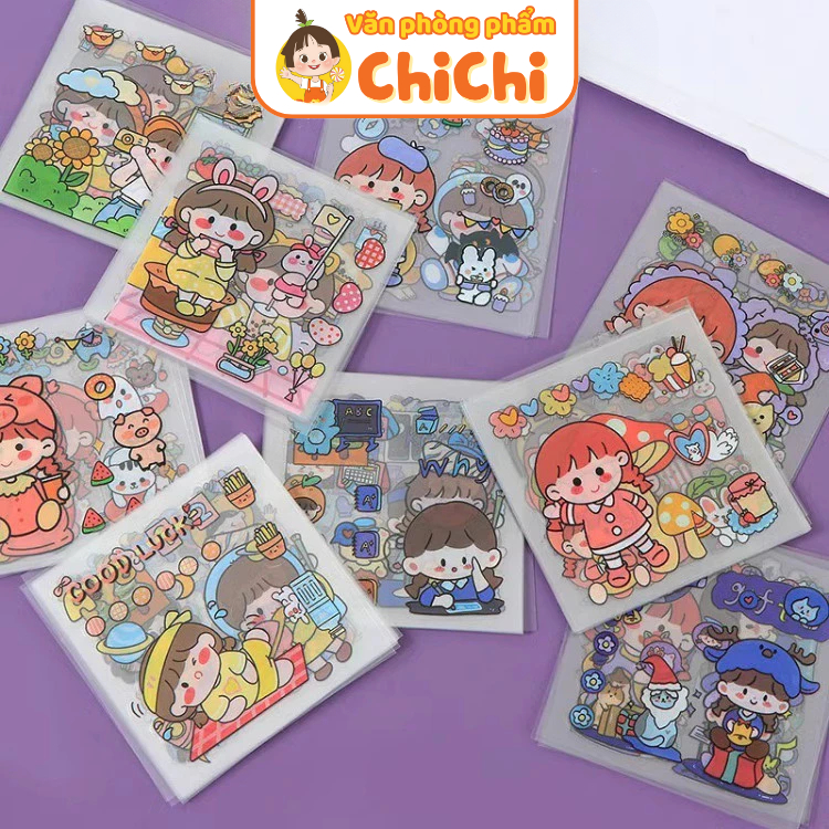 Set 25 sticker cute anime 🎀 sticker anime trong suốt dễ thương set sticker dán sổ dán điện thoại giá