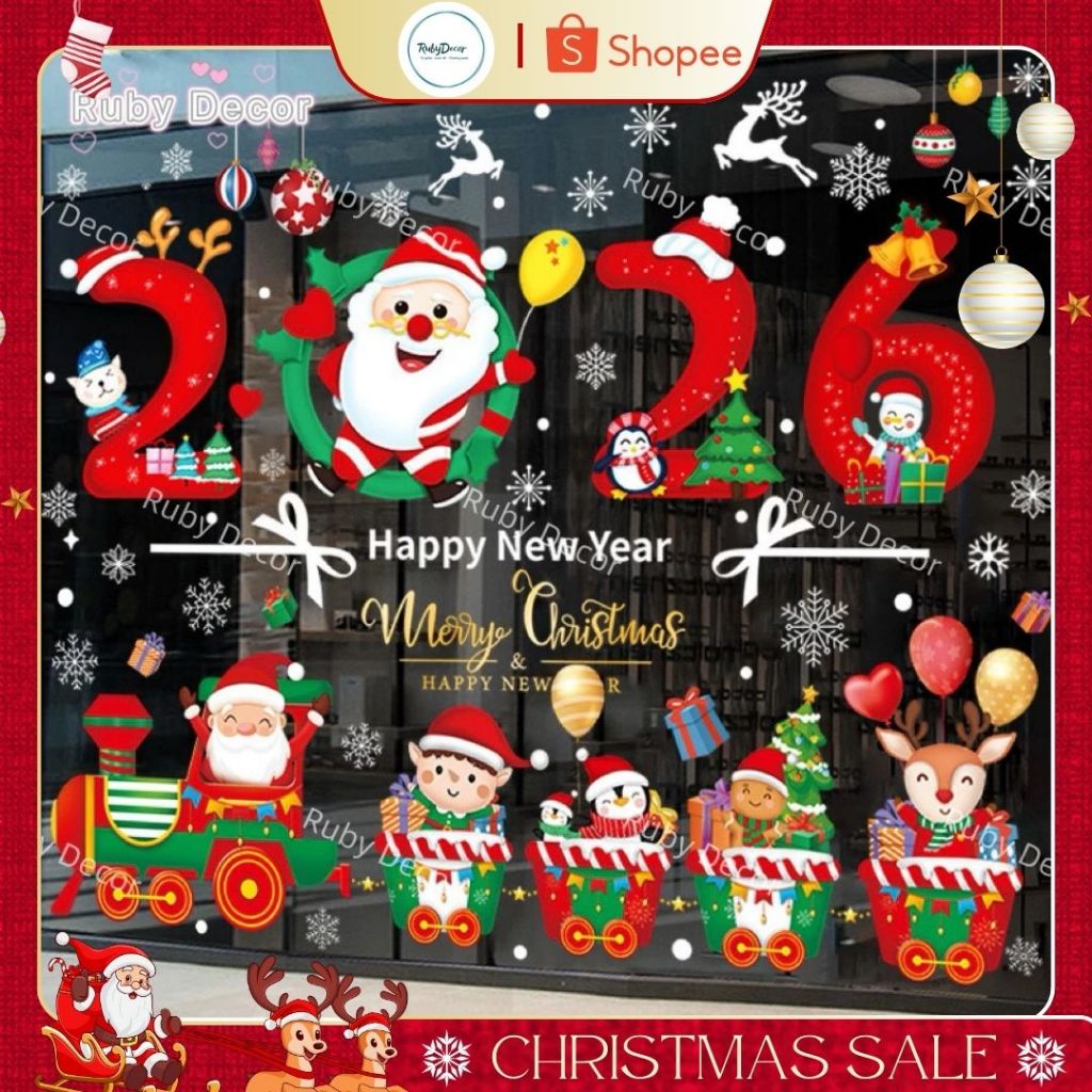 Decal noel 2026 dán cửa kính trang trí noel decor giáng sinh