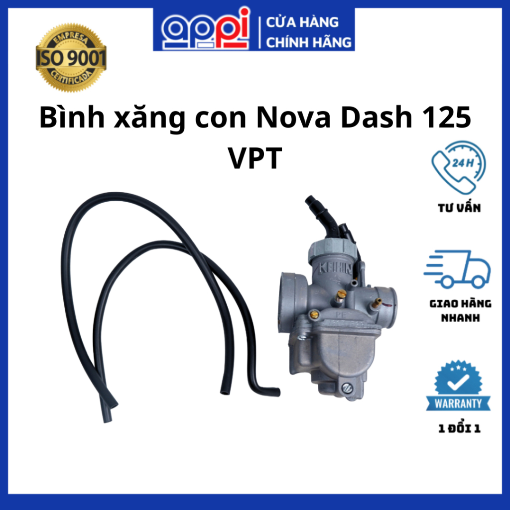Bình xăng con Nova Dash | Chế hòa khí Nova Dash 125 chính hãng VPT, Taiwan 16010-KBA