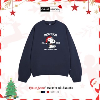  Áo Sweater Nỉ Lông Cáo CHILLUP STUDIO In Hình Snoopy Noel - TC386 Mềm Mịn Unisex Nam Nữ Ấm Áp Mùa Đông 